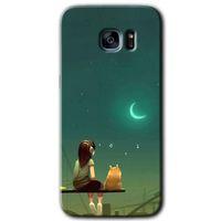 Samsung Galaxy S7 Edge HD Baskılı Kılıf + 9D Tam Ekran Koruyucu - Kedili Kız