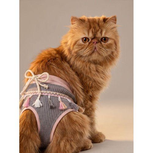 Mini Tassel Lilly Dişi Kedi Regl Külotu | Don | Kedi İç Çamaşırı | Ayarlanabilir Bağcıklı | Küçük Irklar İçin