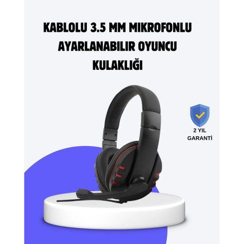 Kırmızı  Kulaklığı Mikrofonlu Ayarlanabilir Konforlu Tasarımlı