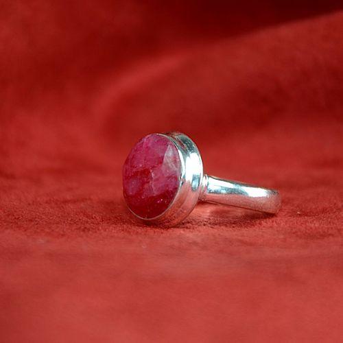 Yakut Taşlı Gümüş  Sadem Yüzük