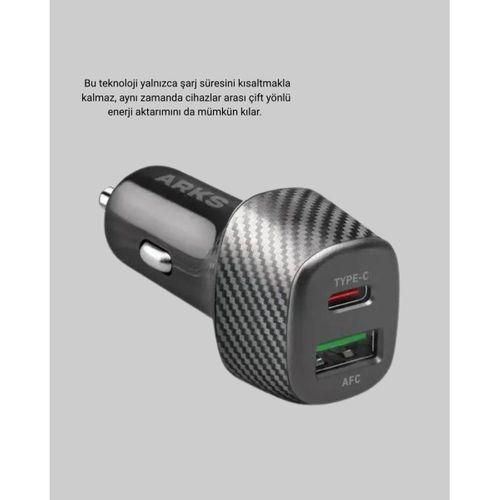 Araç Tipi Hızlı Şarj Adaptörü Type-c Pd Usb Çift Port Kompakt