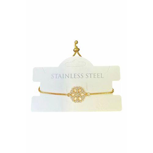 Altın Renk Kar Tanesi Asansör Çelik Bileklik SNJ – 3599