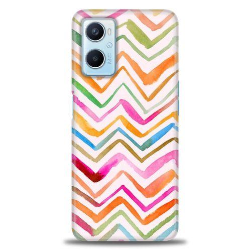 Oppo A96 4G Kılıf HD Baskılı Kılıf - Zikzak + Tam Ekran Koruyucu