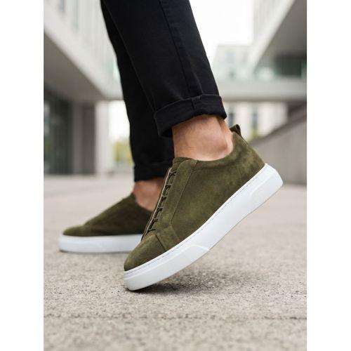BA0581 Erkek Sneaker Günlük Casual Spor Ayakkabı Haki Beyaz Taban