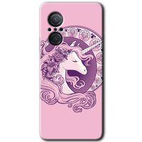 Huawei Nova 9 SE Kılıf HD Desen Baskılı Arka Kapak - Unicorn-Pembe + Kırılmaz Cam