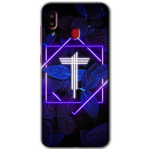 Samsung Galaxy A30 Kılıf Baskılı Kapak - Dark Neon Yaprak T Harfi +Tam Kaplayan Mat Seramik