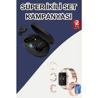 Nabız Ölçer Hediye Bileklikli Akıllı Saat Ve Dijital Göstergeli Bluetooth Kulaklık Çoklu Şarj Girişi