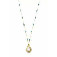 Turkuaz Boncuklu Kolye - Altın