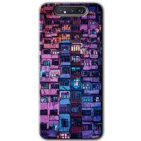 Samsung Galaxy A80 Kılıf Baskılı Kapak - Şehir Görünümü + 5D Tam Kaplayan Cam