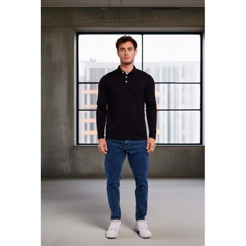 Ridley Regular Fit Doubleface Interlok Polo Yaka Erkek Sweatshirt - Siyah