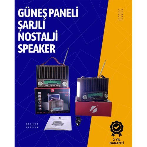 Ktf-1428 Solar Enerjiyle Şarj Olabilen Bluetooth Nostalji Hoparlör – Taşınabilir, Güçlü Ses, Mp3 Okuyucu