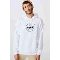 NASA Baskılı Beyaz Erkek Kapşonlu Sweatshirt