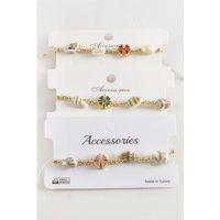 Yonca Deniz Kabuğu İnci Makrome İp Bileklik