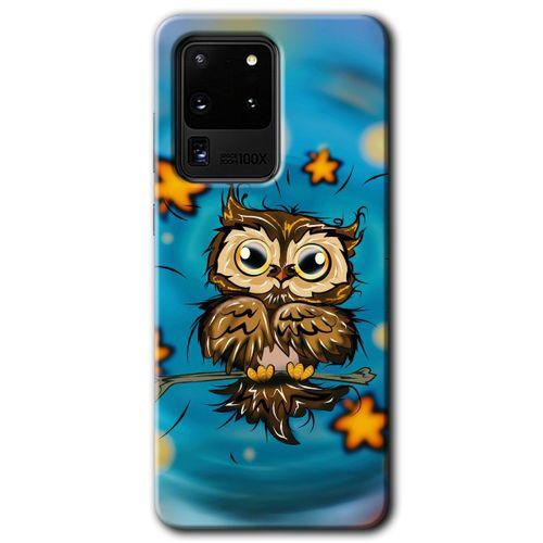 Samsung Galaxy S20 Ultra HD Baskılı Kılıf + 9D Tam Ekran Koruyucu - Owl Bird Stars