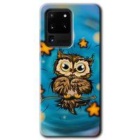 Samsung Galaxy S20 Ultra HD Baskılı Kılıf + 9D Tam Ekran Koruyucu - Owl Bird Stars