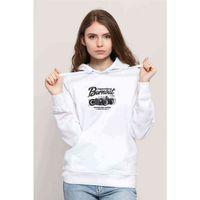 Classic Car Burnout Vintage Pro Baskılı Beyaz Kadın Kapşonlu Sweatshirt