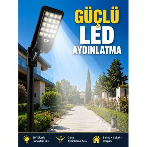 Hareket Sensörlü Solar Led Aydınlatma 3 Modlu Uzaktan Kumandalı Bahçe Lambası