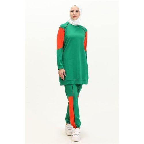 Şimal Paçası Lastikli Pantolonu Garnili İkili Eşofman Spor Takımı - 71083.111 - Benetton Yeşil