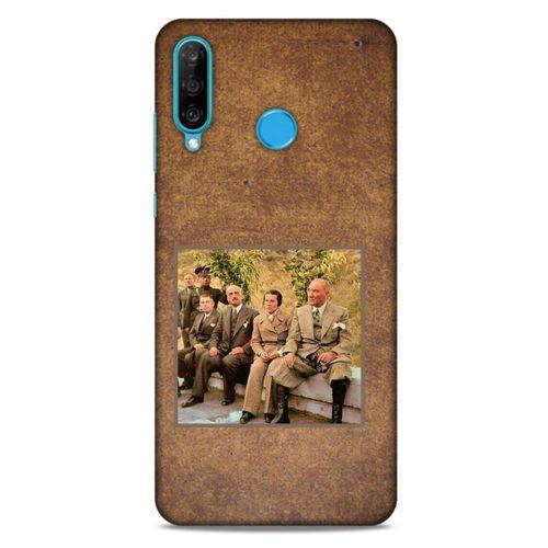 Huawei P30 Lite Kılıf Atatürk (25) Antişok Kapak Kahve Kumlar