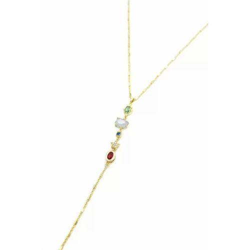 Taşlı Y Kolye - Altın