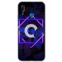Huawei P20 Lite HD Baskılı Kılıf + 9D Tam Ekran Koruyucu - Dark Neon Yaprak O Harfi