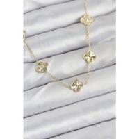 Pirinç Gold Renk Yonca Kadın Kolye