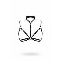 Siyah Göğüs Harness Deri Yüksek Yaka Halka Detaylı - Brf197