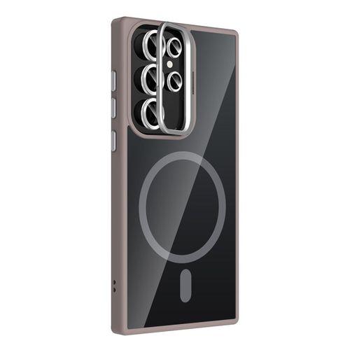 Galaxy S23 Ultra Kılıf Standlı ve Kamera Lens Hediyeli M-Safe Şarj Özellikli Zore Etro Kapak
