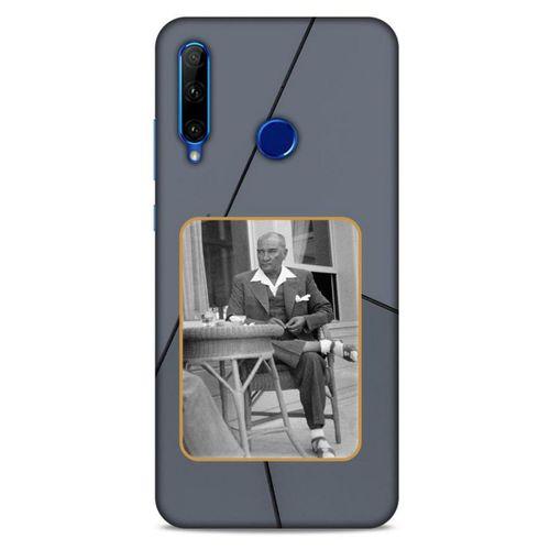 Huawei Y6P Kılıf Atatürk (31) TPU Kılıf Koyu Gri