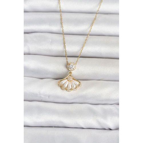 316L Çelik Zincir Gold Renk Yelpaze Model Kadın Kolye