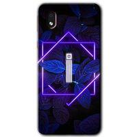 Galaxy A01 Core Kılıf HD Desen Baskılı Arka Kapak - Dark Neon Yaprak İ Harfi + Kırılmaz Cam