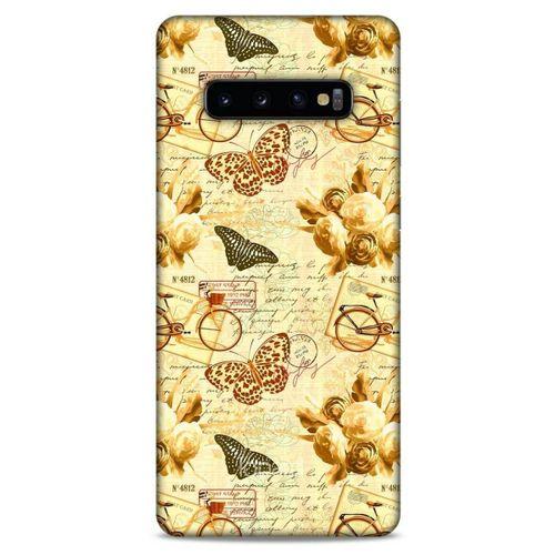 Samsung Galaxy S10 Plus Kılıf Kelebek Etkisi (33) Hybrid Kılıf Kahverengi Turuncu