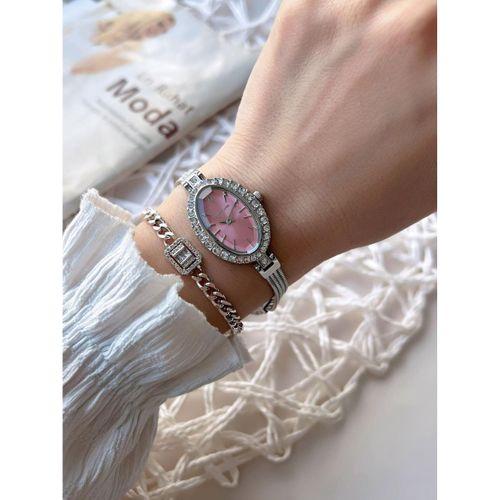 U.S.Polo Assn. Zincirli Özel Tasarım Çelik Kordon Kesme Kristal Camlı 3 Atm Kadın Kol Saati U02148.1