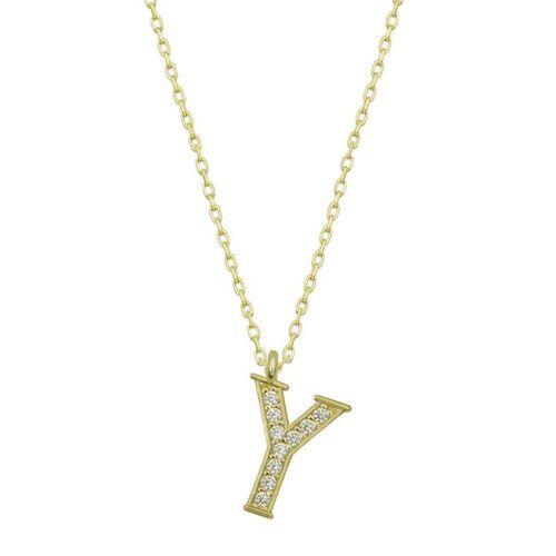 Lucky Life 925 Ayar Gumuss  Gold Y Harfi Lucky Life Lucky Life Kadın Kolye