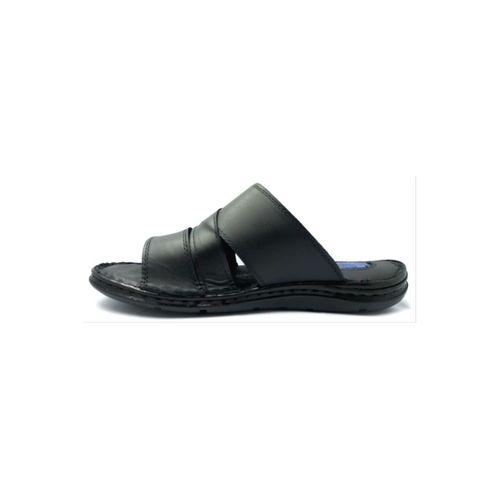 251 Siyah Erkek Jelli Kapalı Hakiki Deri Terlik