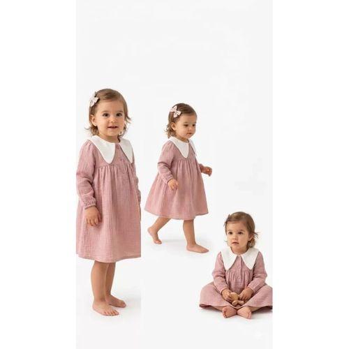 6-24 Ay Müslin Keten Pamuk Bebek Elbise