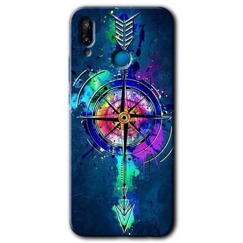 MRCİLETİSİM Huawei P20 Lite Kılıf HD Desen Baskılı Arka Kapak + Temperli Cam - Gizemli Pusula