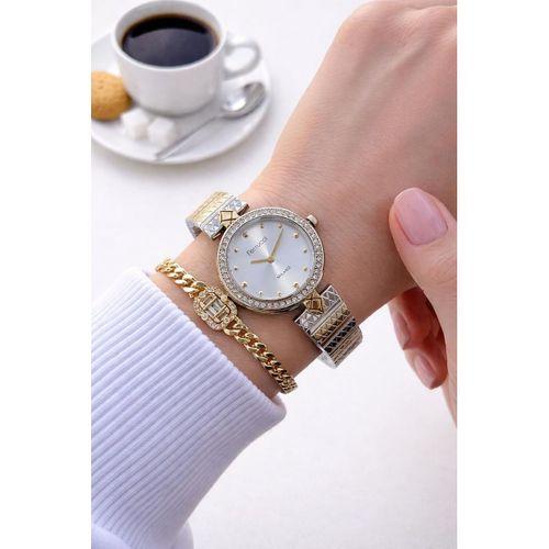 Ferrucci Çelik Kordon 2 Yıl Garantili 3 Atm Suya Dayanıklı Kadın Kol Saati+Bileklik F.EM03693.5