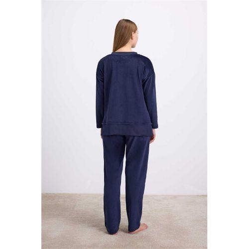 Kadın Uzun Kollu Sweatshirt Ve Pantolon Pijama Takımı Konforlu Uyku & Ev Giyimi