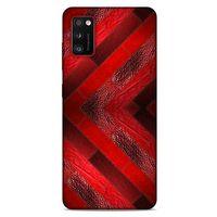 Samsung Galaxy A41 Kılıf Patchwork (28) Arka Kapak Kırmızı Siyah