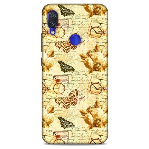 Xiaomi Redmi Note 7 Kılıf Kelebek Etkisi (33) Hybrid Kılıf Kahverengi Turuncu