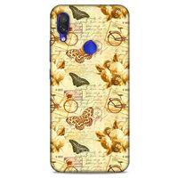 Xiaomi Redmi Note 7 Kılıf Kelebek Etkisi (33) Hybrid Kılıf Kahverengi Turuncu