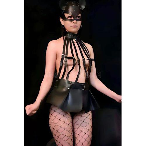 Büstiyer Ve Choker Görünümlü Şık Etek Harness - Brf998
