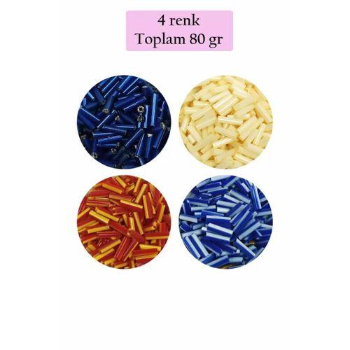 Uzun Boru Kesme Boncuk Çap 2mm Uzunluk 10 mm - 4 Renk - Toplam 80 Gram - BNC428