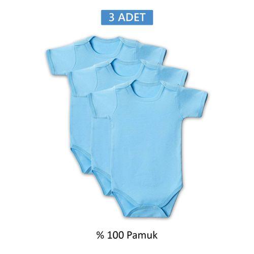 Mavi Yarım Kol Body Zıbın 2-7 YAŞ Çocuklar İçin (3 ADET) Alttan Çıtçıtlı Özel Gereksinimli