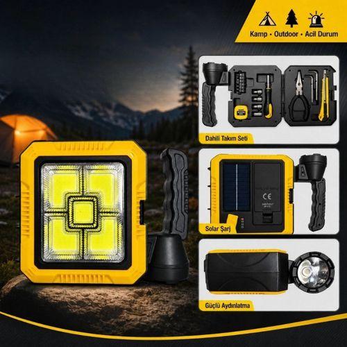 Gold  Gp-615 Güneş Enerjili  Led Kamp Lambası Takım Seti