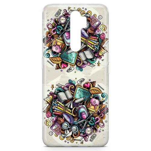 Oppo A9 2020 Kılıf Kırtasiye Malzemeleri Doodle Arka Kapak Koruma Desenli Full Koruyucu