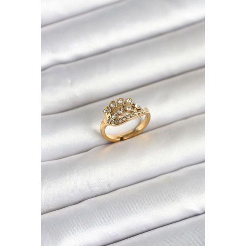 316L Çelik Gold Renk Zirkon Taşlı Kalp Model Kadın Yüzük