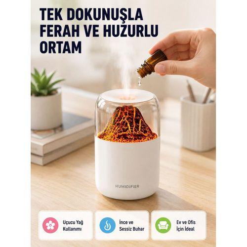 Ultrasonik Alev Efektli Aromaterapi Difüzörü Usb Şarjlı Ve Otomatik Kapanma Özellikli