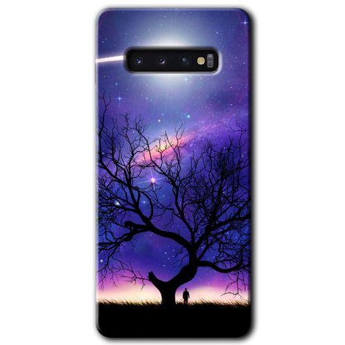 MRCİLETİSİM MRCİLETİSİM Samsung Galaxy S10 Kılıf HD Desen Baskılı Arka Kapak + Temperli Cam - Uzay Silüet